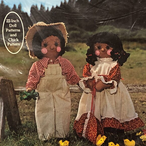 Vintage 1980 The Gingham Goose Heartfelt Friends Luke & Lettie Doll Pattern - Picture 2 of 6
